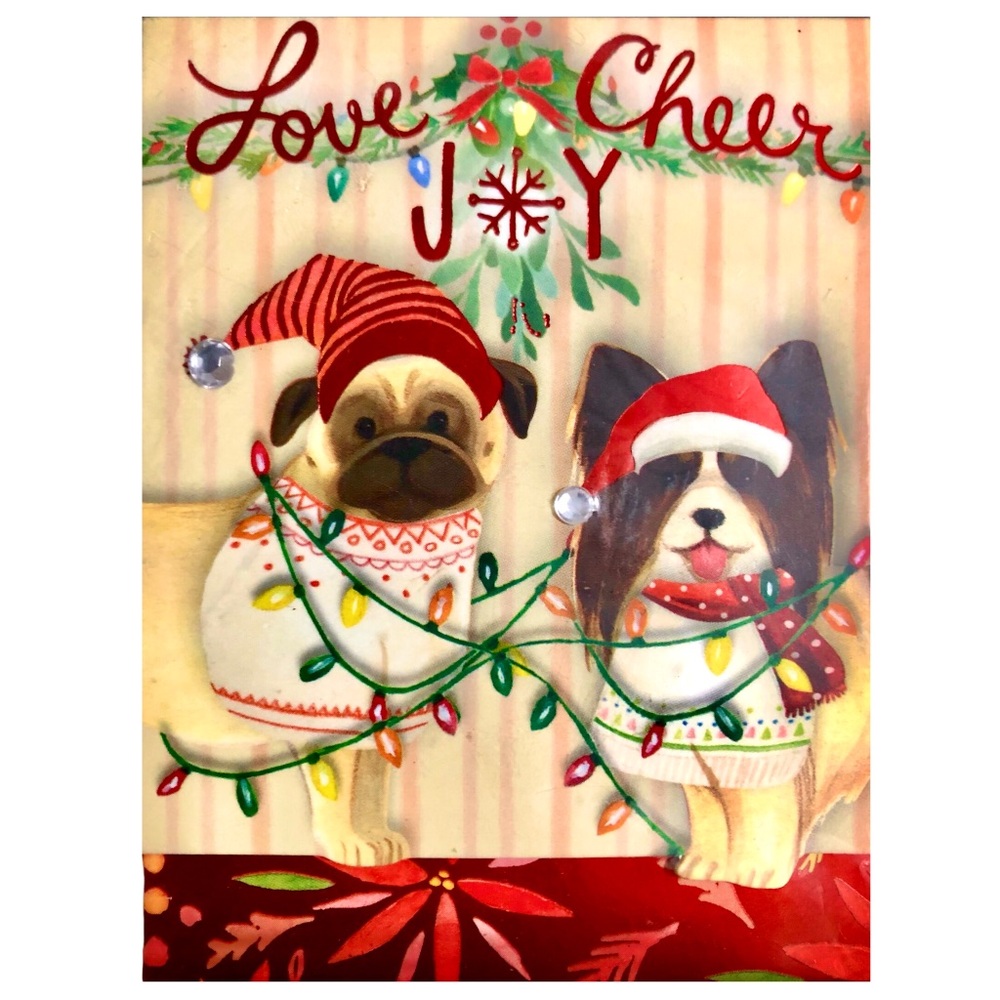 Molly & Rex Dog Christmas Lights Embellished Mini Notepad (66663) Love Joy Cheer